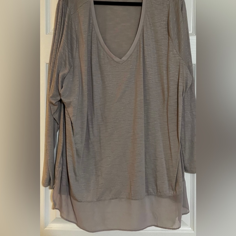 Lane Bryant Long Sleeve Shirt Blouse Shear Trim 🛍